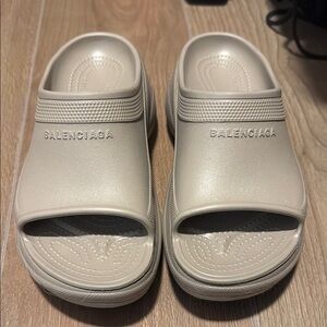 Balenciaga Beige Slide Sandals